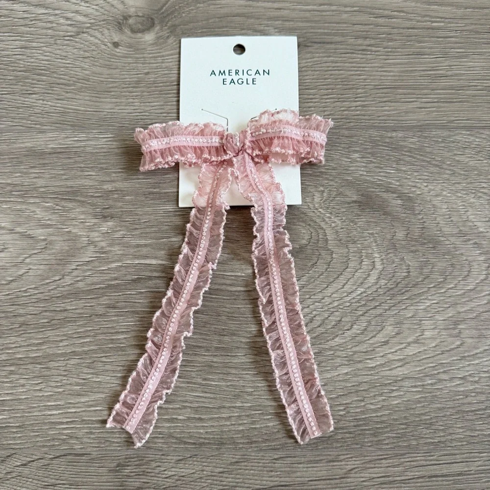 🆕 Pink Lace Ruffle Bow Hair Clip